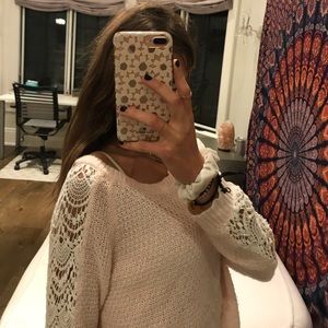 delias knit crotchet detail sweater